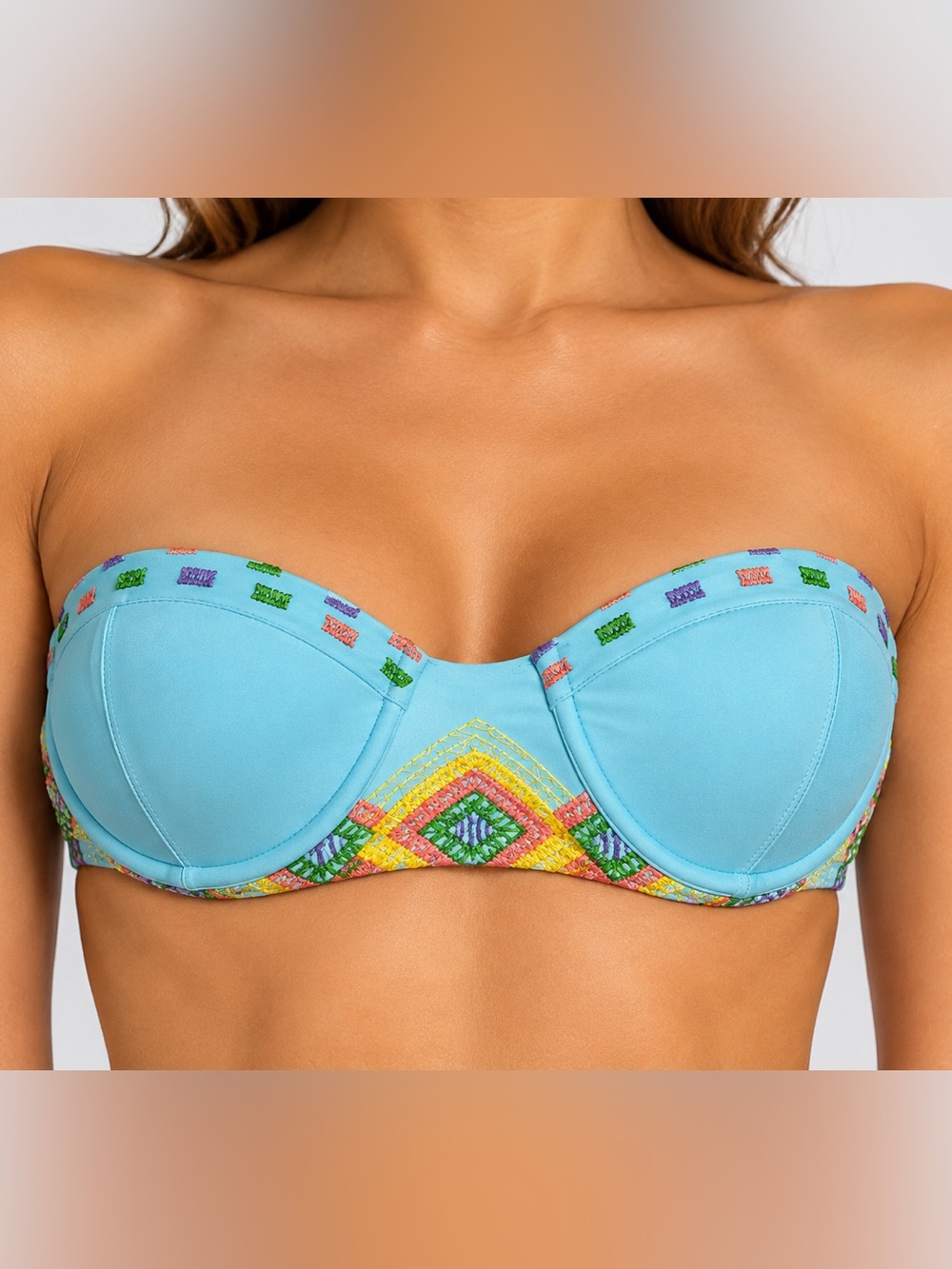 Beach Riot Embroidered Underwire Bandeau Bikini Top
